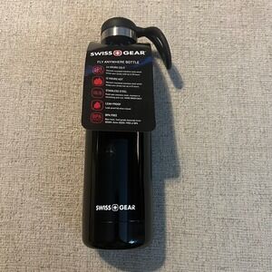 Swiss Gear Fly Anywhere Water Bottle Black Stainless Steel Vacuum Insulated